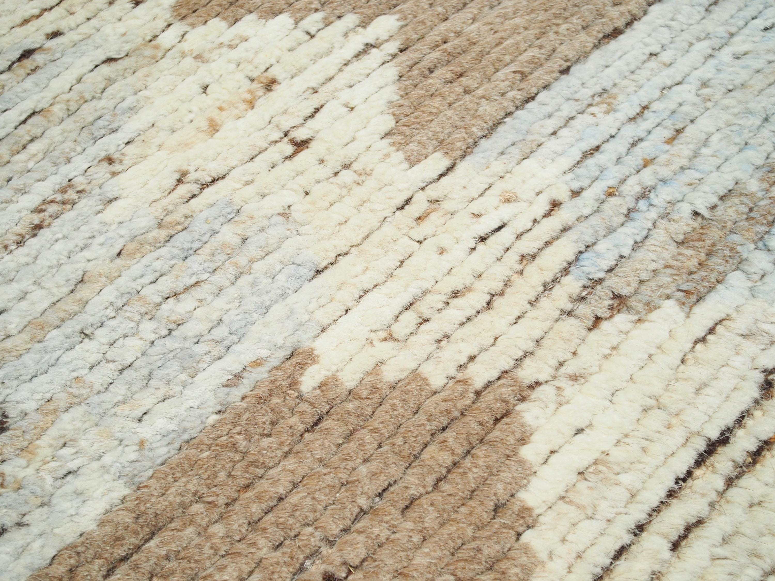 8x10 Ft Brown & Blue Moroccan Rug - Hand Knotted Wool Rug