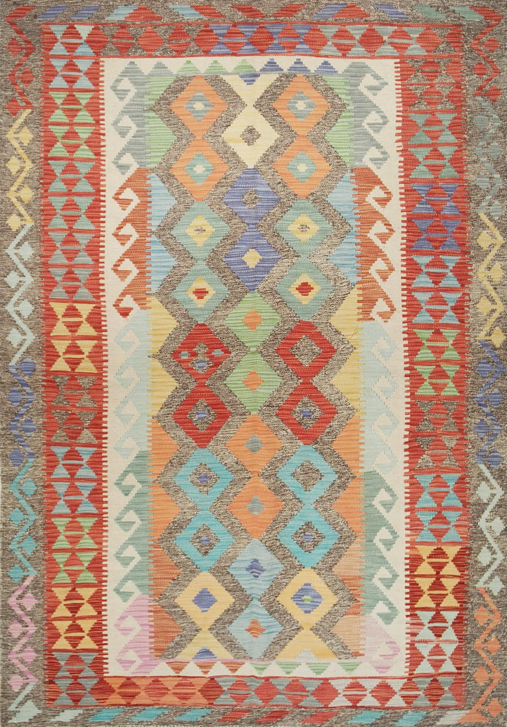 5x8 Ft Red Maimana Kilim Rug - Flat Weave Afghan Rug