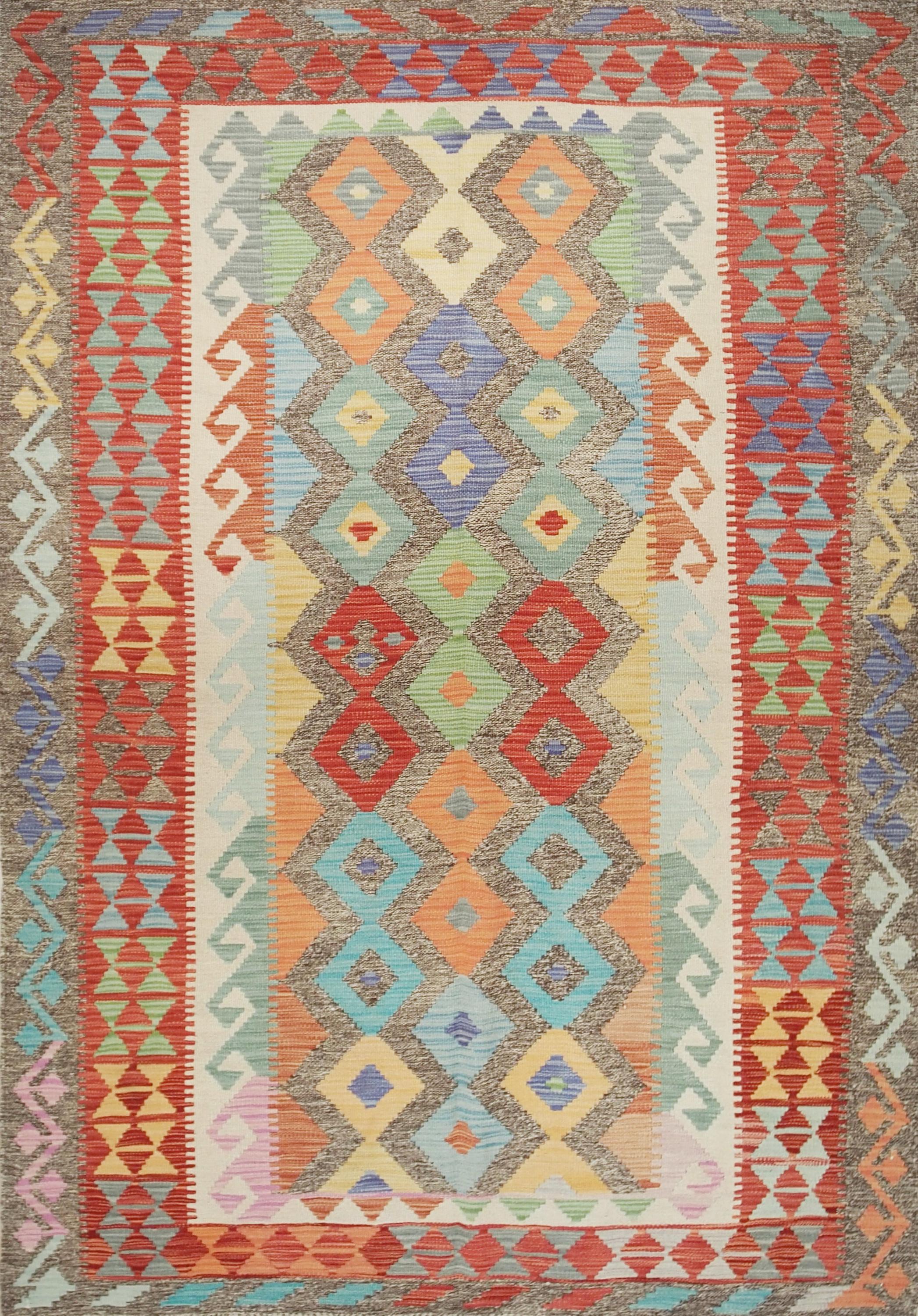 5x8 Ft Red Maimana Kilim Rug - Flat Weave Afghan Rug