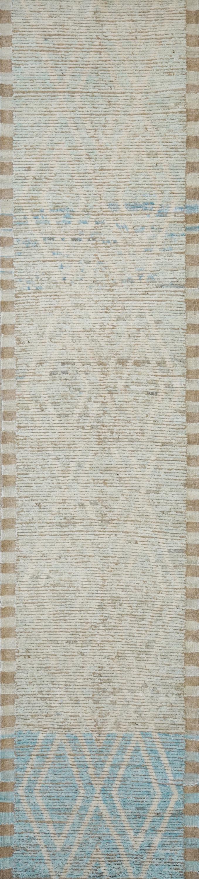 17 Ft Light Blue Moroccan Runner Rug - Hand Knotted Wool Rug