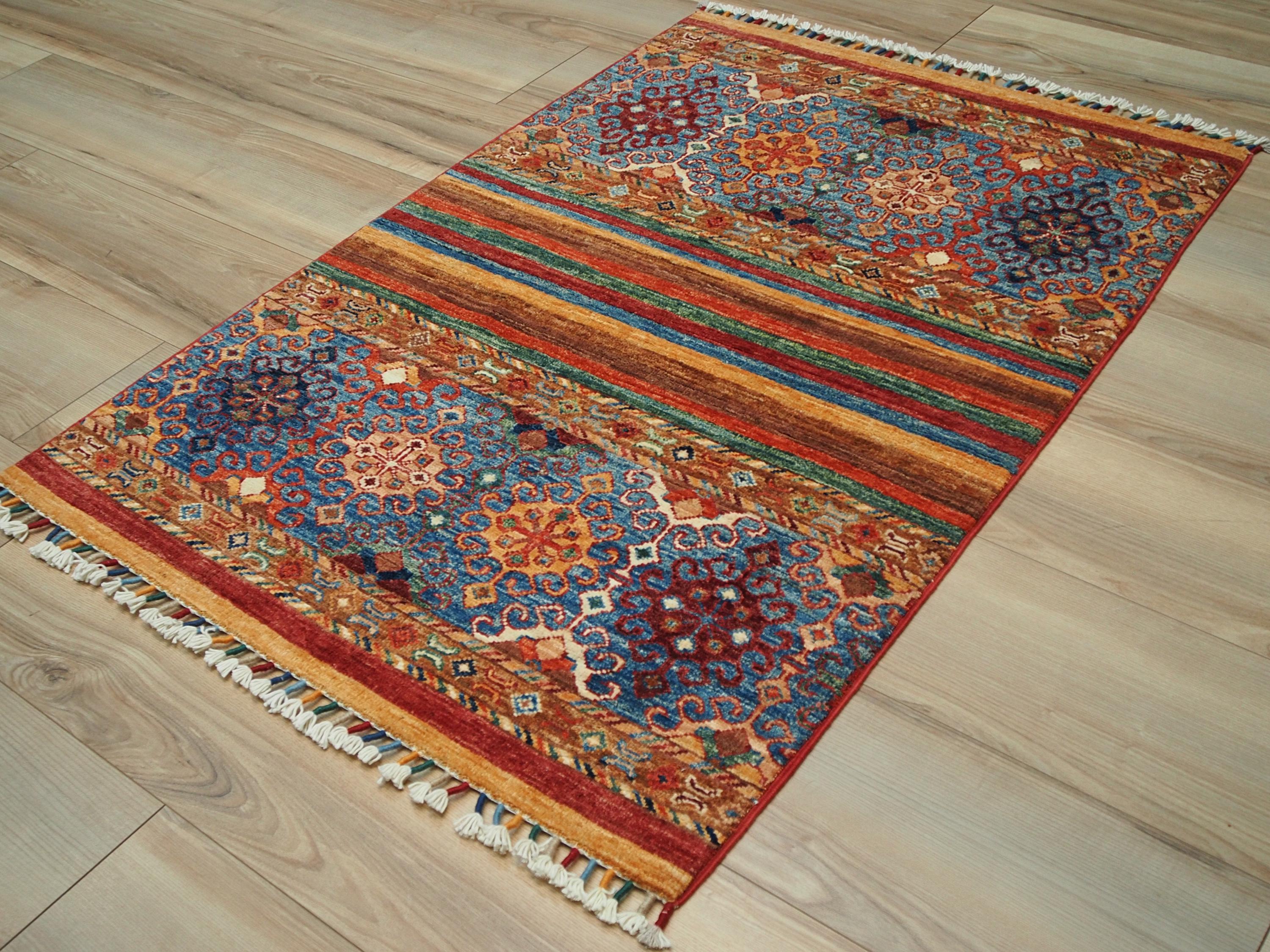 Hand Knotted Red Khorjan Rug 3x4 Ft Traditional Oriental Ghazni Wool Rug