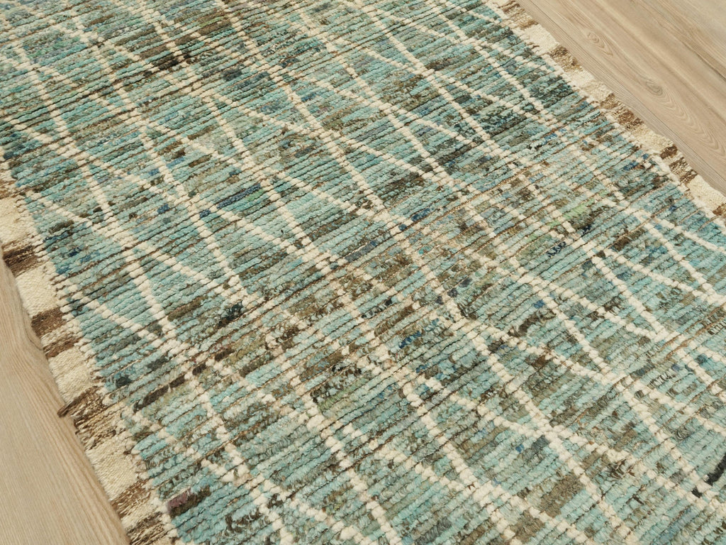 3x5 Ft Cyan Moroccan Rug - Hand Knotted Wool Rug