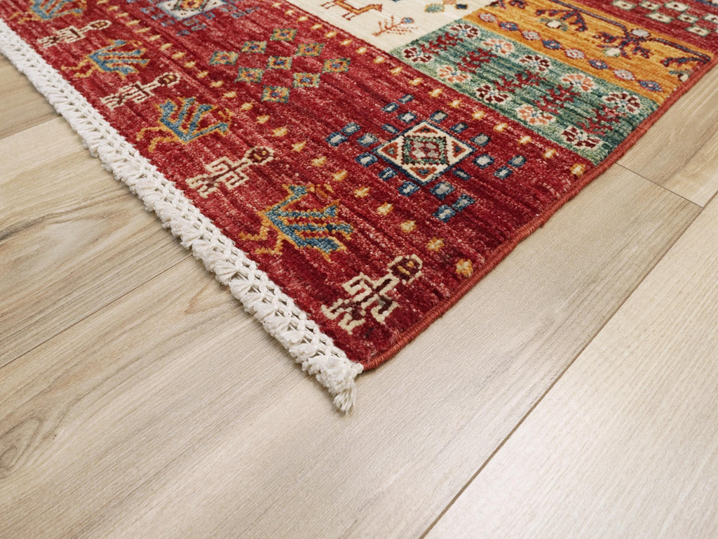4x7 Ft Red Gabbeh Rug - Afghan Tribal Rug