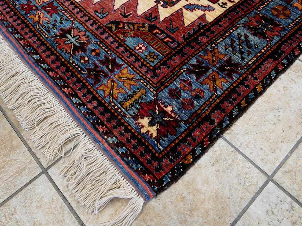 6x8 Ft Red & Blue Baluch Rug - Hand Knotted Oriental Rug - Tribal Design
