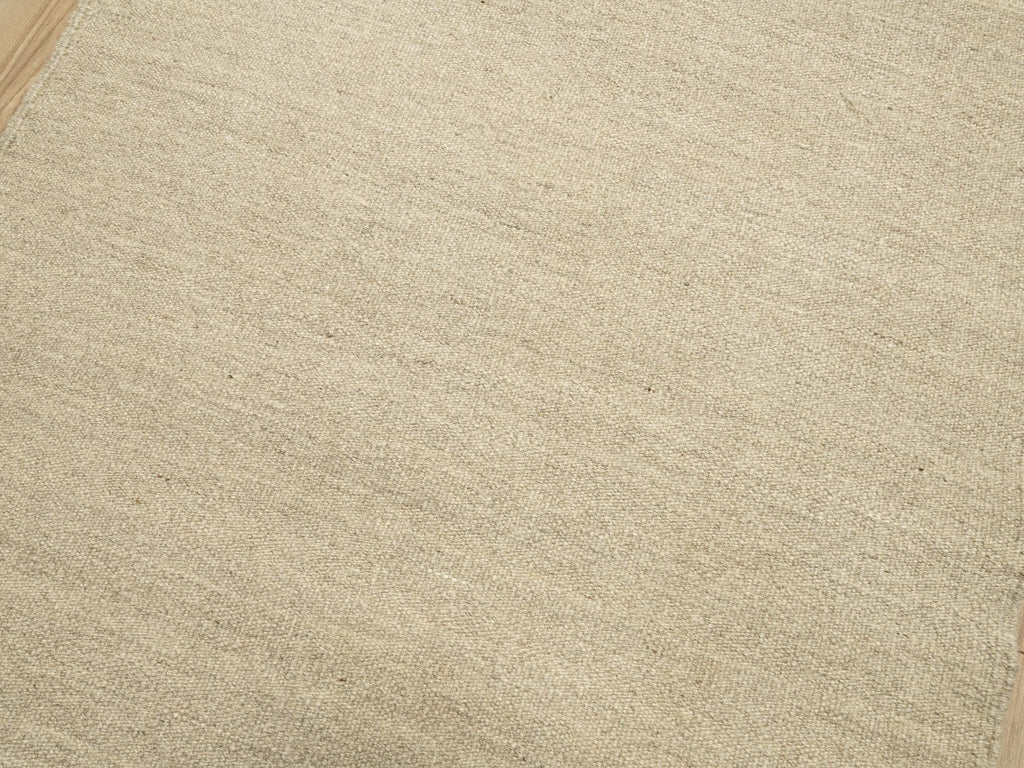 17 Ft Handmade Kilim Runner Rug: Beige Flat Weave Hallway Rug