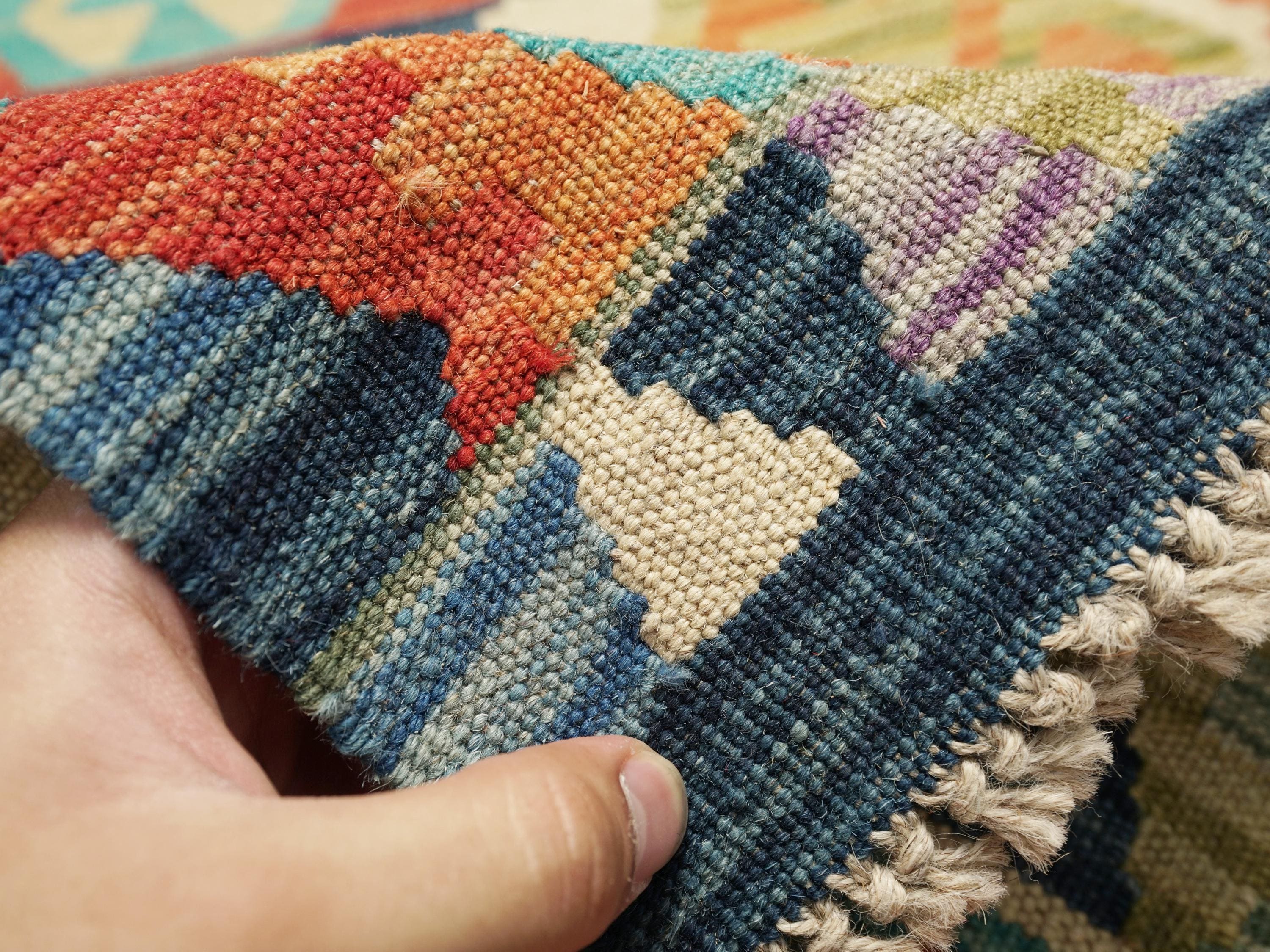 10 Ft Handwoven Wool Kilim Runner Rug - Traditional Afghan Hallway Rug