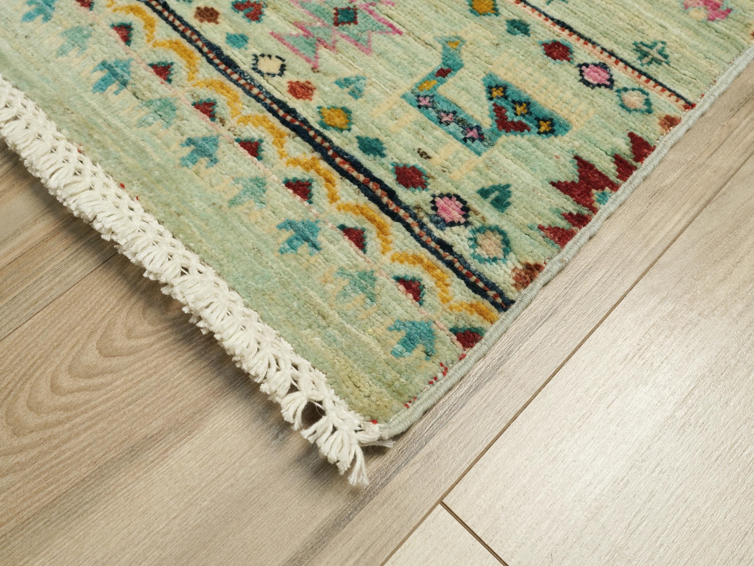 3x5 Ft Light Green Khorjin Rug - Handmade Oriental Rug