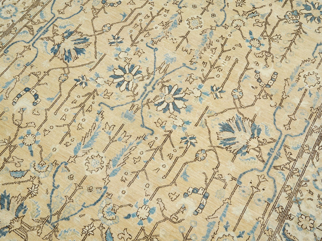 6x9 Ft Hand Knotted Bidjar Rug - Beige & Blue Persian Antique