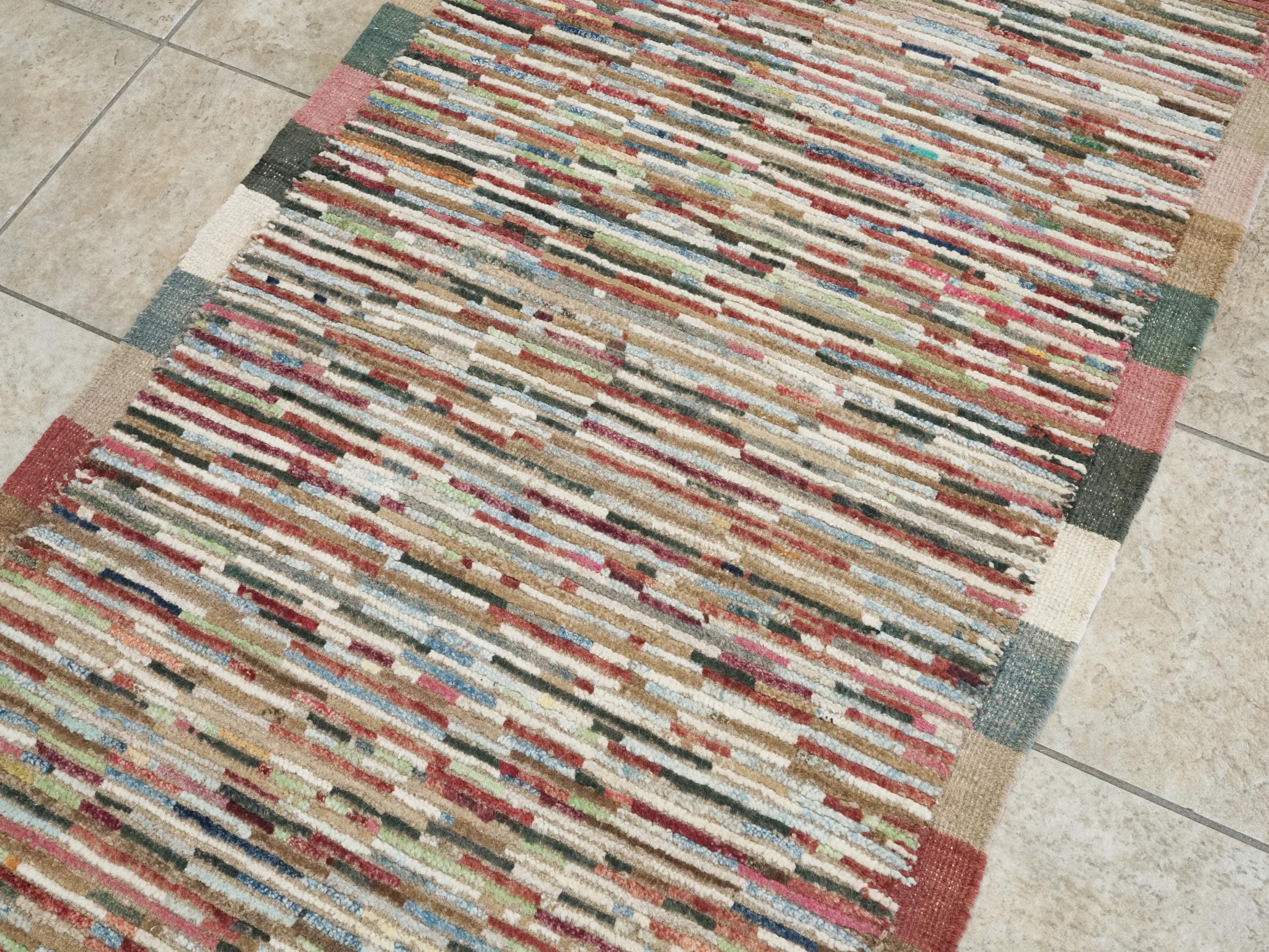 10 Ft Colorful Moroccan Runner Rug - Hand Knotted Wool Hallway Rug