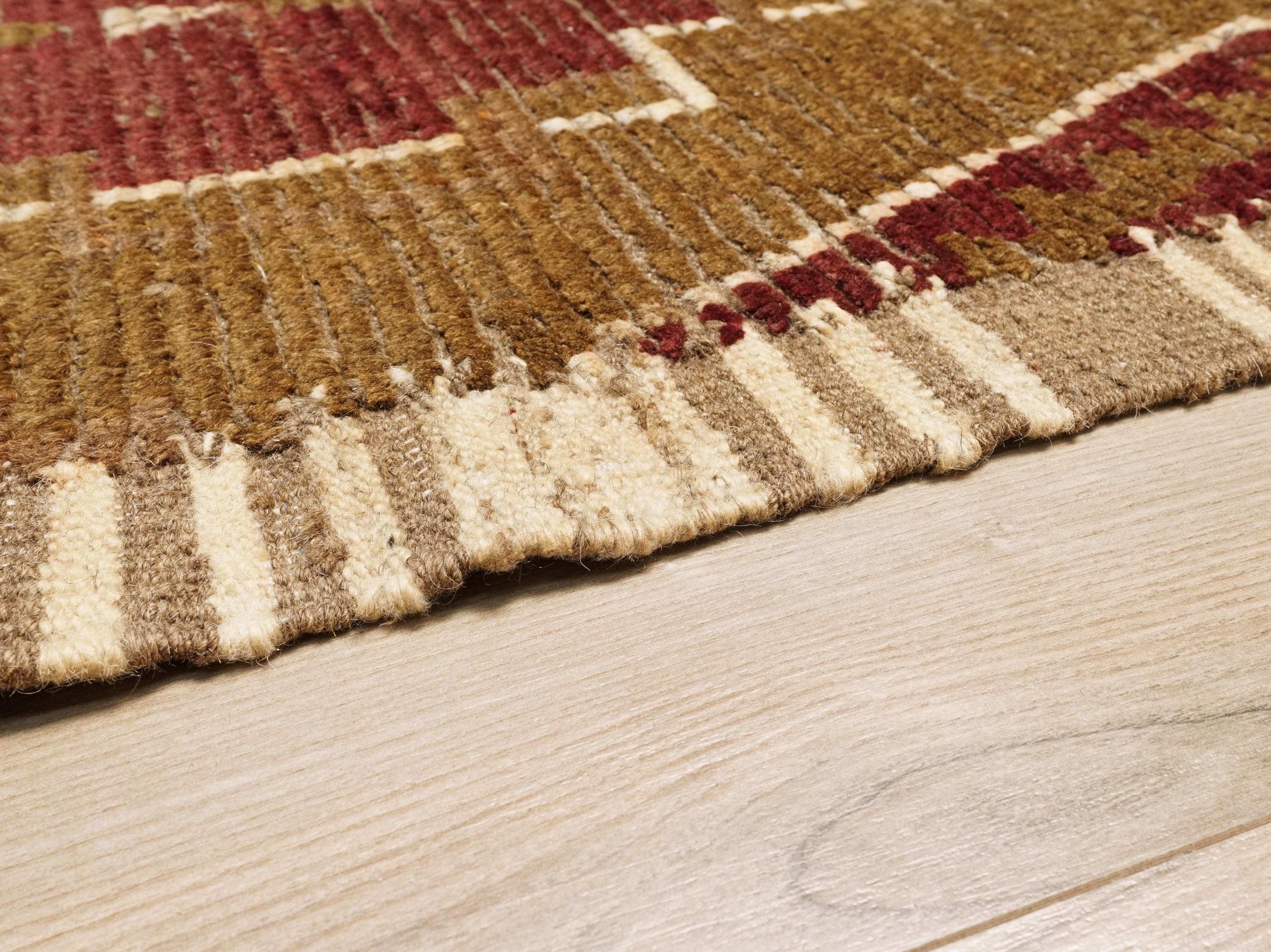 6x9 Ft Brown & Red Moroccan Rug - Handmade Afghan Rug - Tribal Design