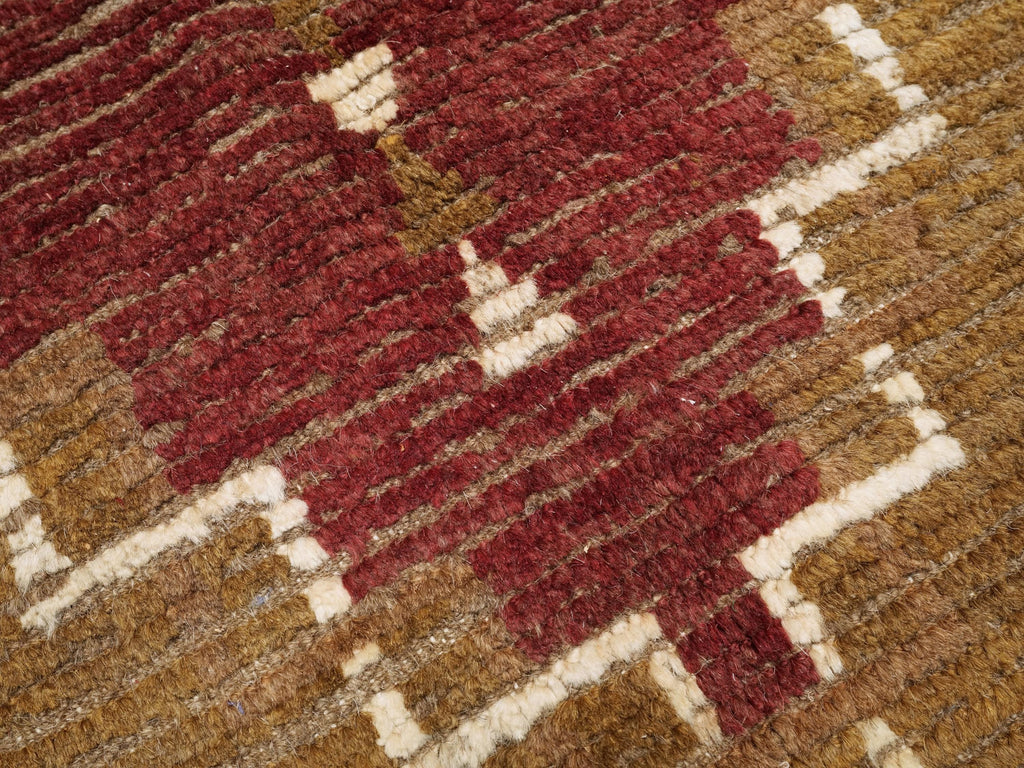6x9 Ft Brown & Red Moroccan Rug - Handmade Afghan Rug - Tribal Design