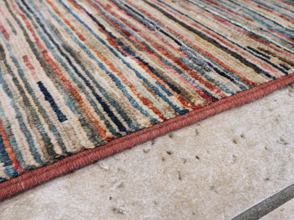 8x10 Ft Multicolor Gabbeh Rug - Geometric Tribal Wool Rug
