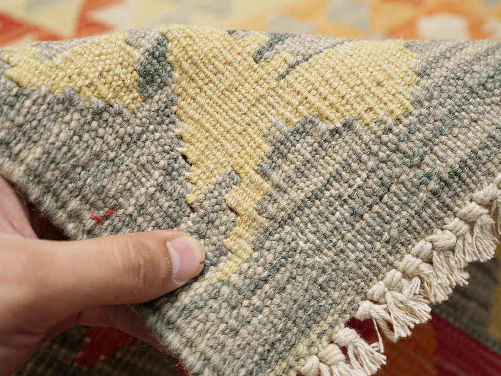 6x8 Ft Orange Tribal Kilim Rug - Flat Weave Afghan Rug