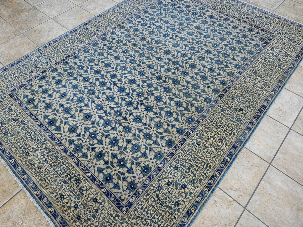 6x9 Ft Blue Serapi Rug - Traditional Wool Rug - All Over Design
