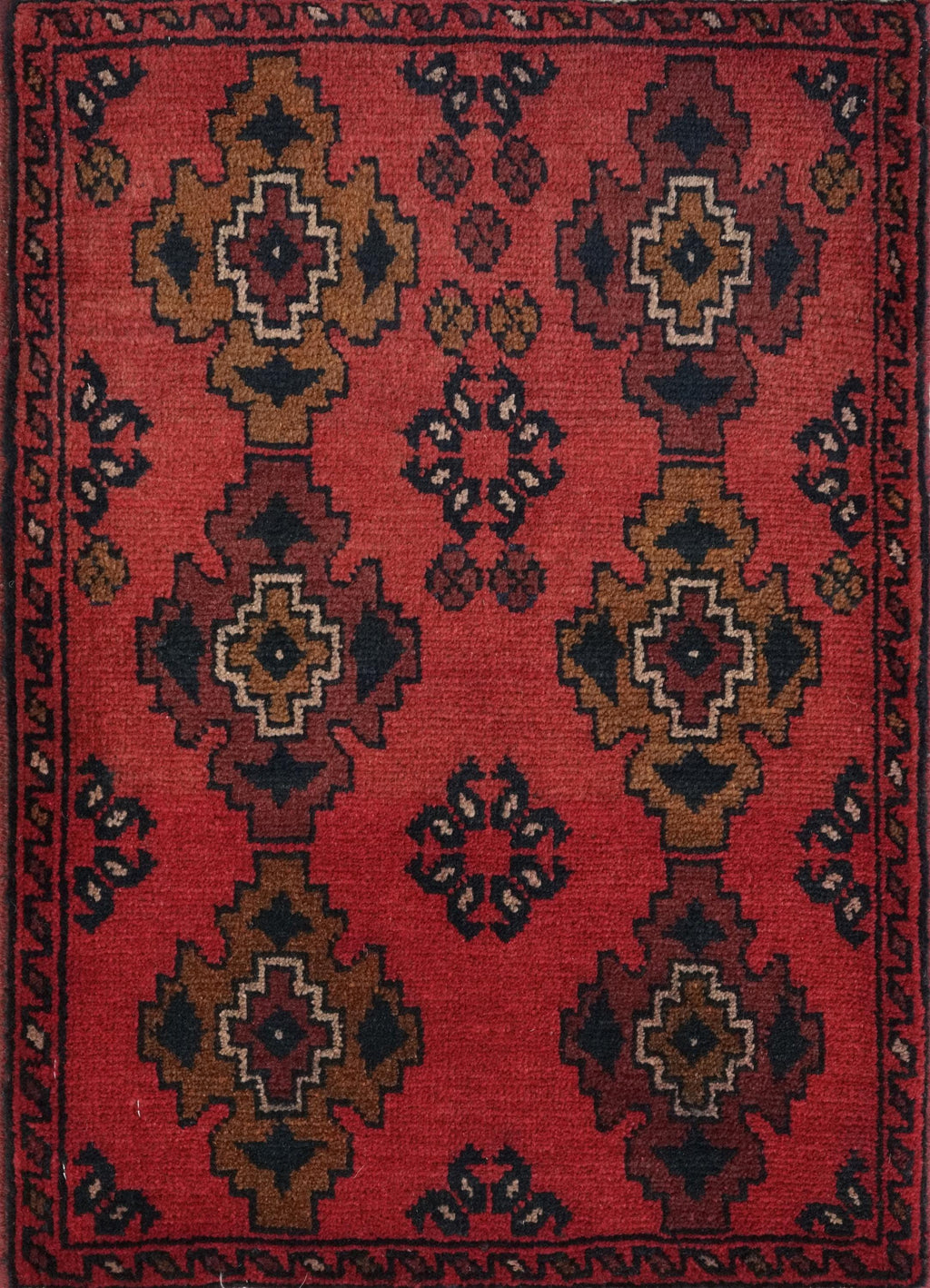 1x2 Ft Red Khal Mohammadi Rug - Hand Knotted Wool Rug