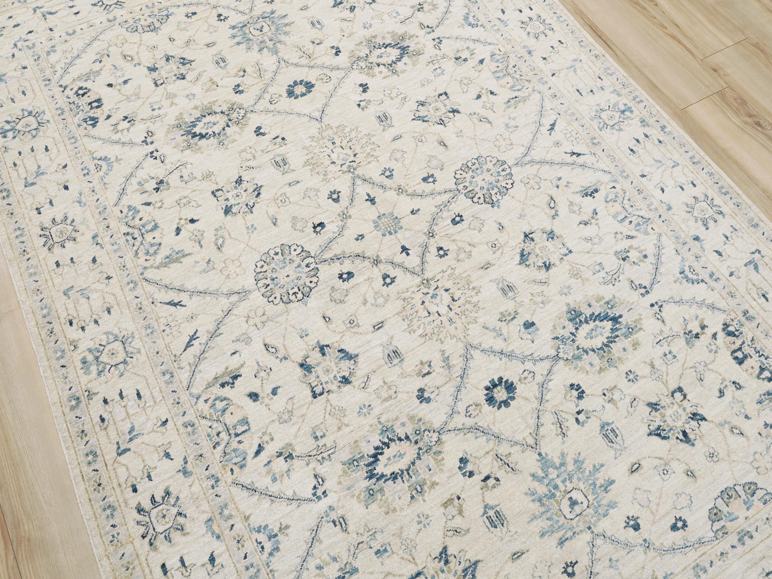 6x9 Ft White Serapi Rug - Afghan Handmade Floral Rug