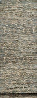16 Ft Blue Moroccan Wool Runner Rug - Afghan Handmade Hallway Rug
