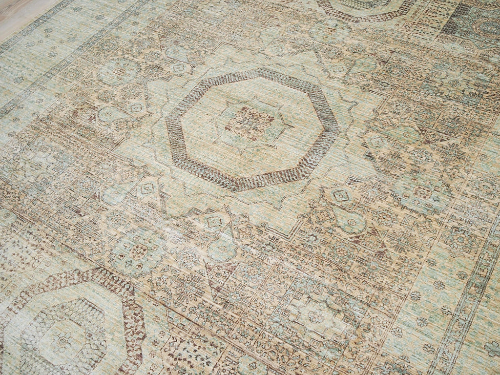 8x10 Ft Light Green Mamluk Rug - Wool Oriental Rug