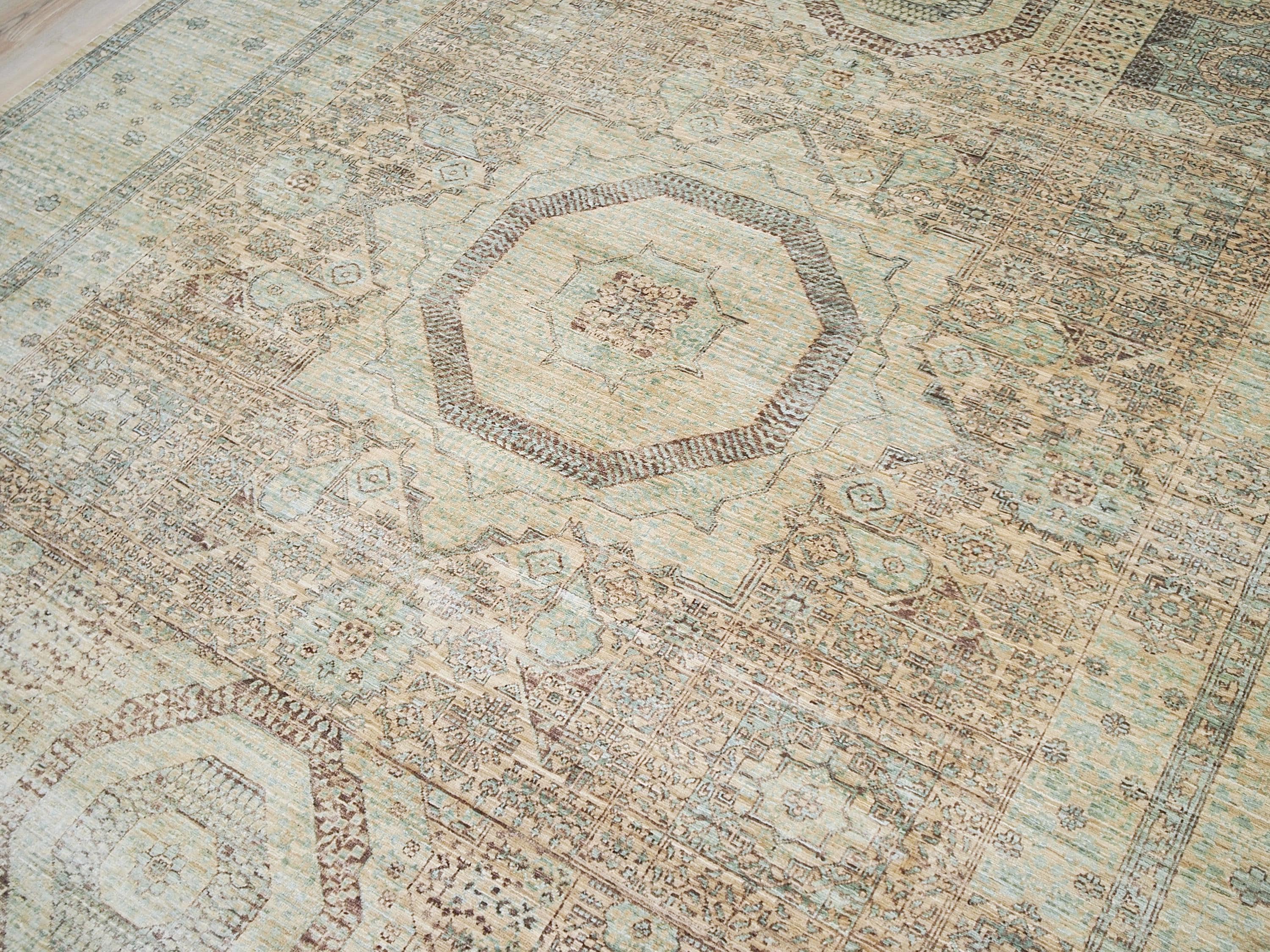 8x10 Ft Light Green Mamluk Rug - Wool Oriental Rug