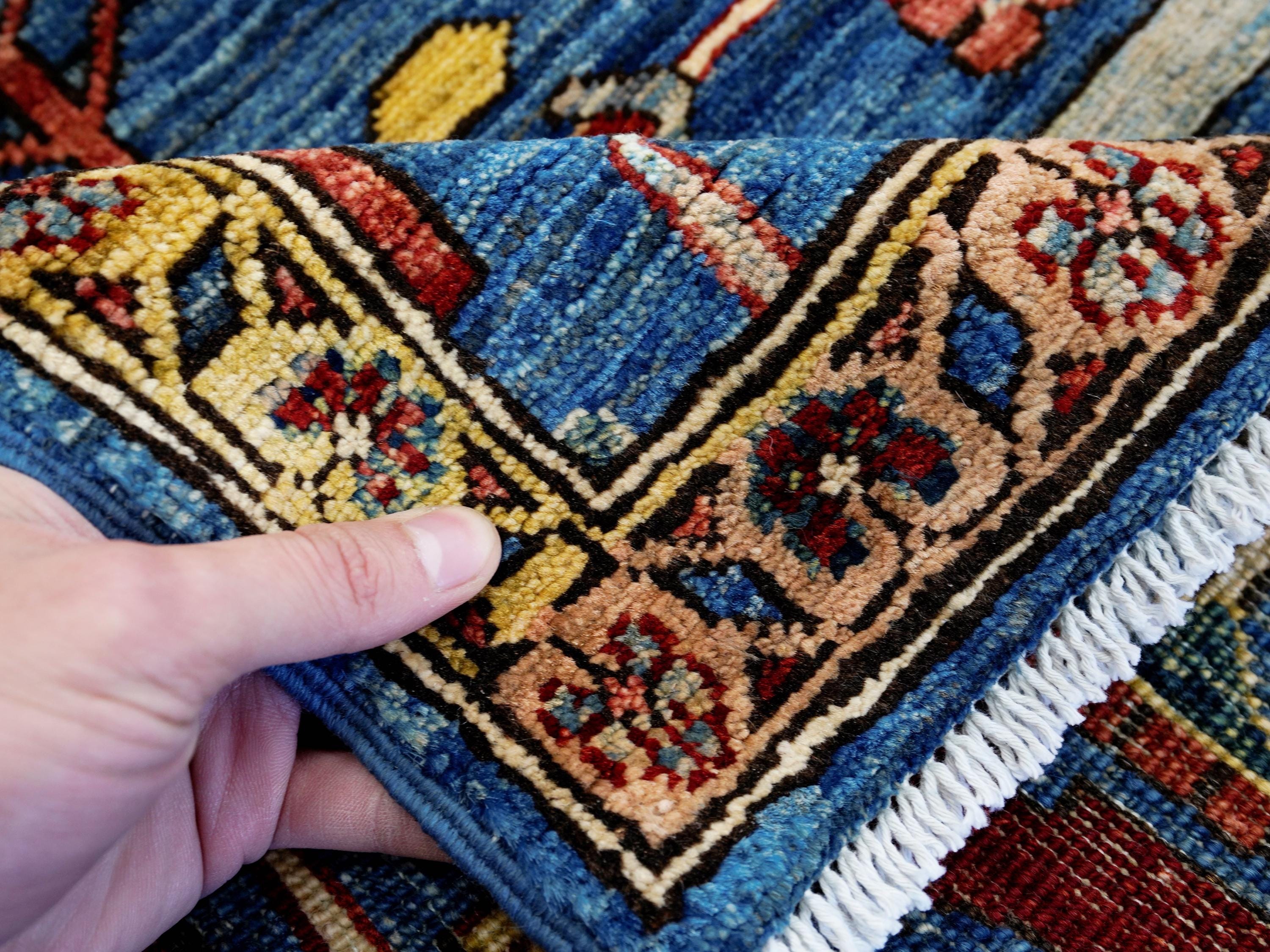 3x5 Ft Blue Heriz Rug - Handmade Afghan Rug