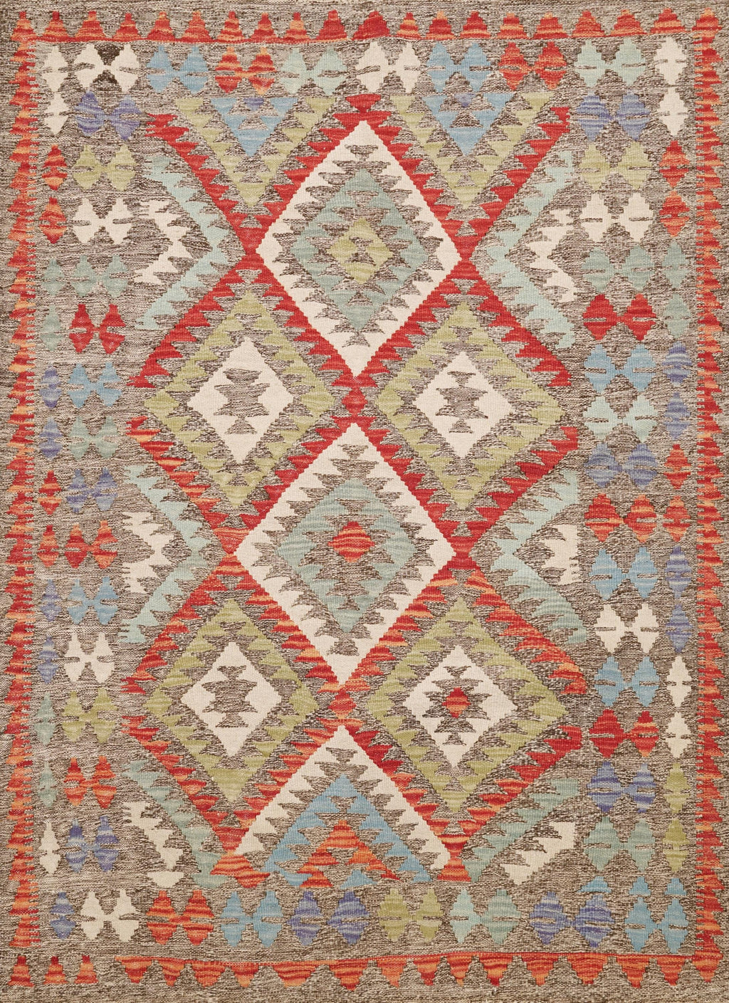 4x5 Ft Red Maimana Kilim Rug - Traditional Flat Weave Wool Rug