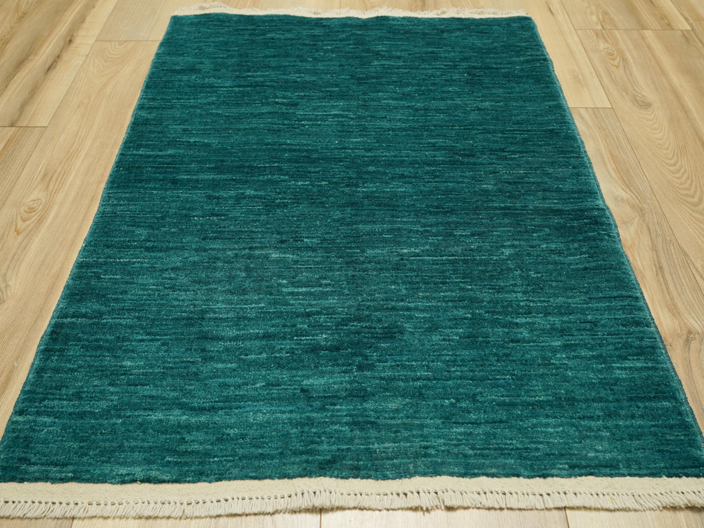 2x3 Ft Green Gabbeh Rug - Hand Knotted Wool Accent Rug