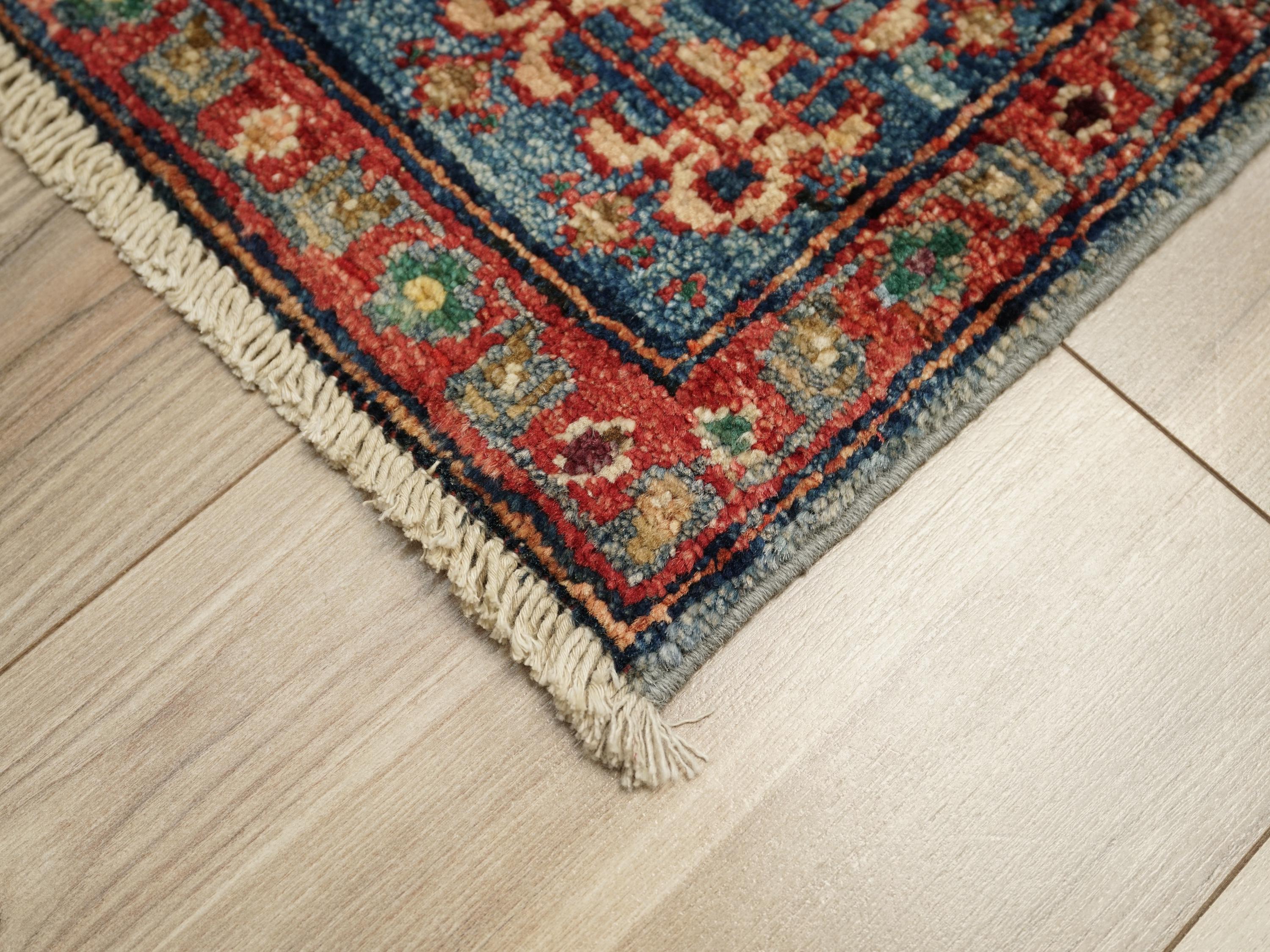 2x3 Ft Blue Mamluk Rug - Hand Knotted Oriental Rug