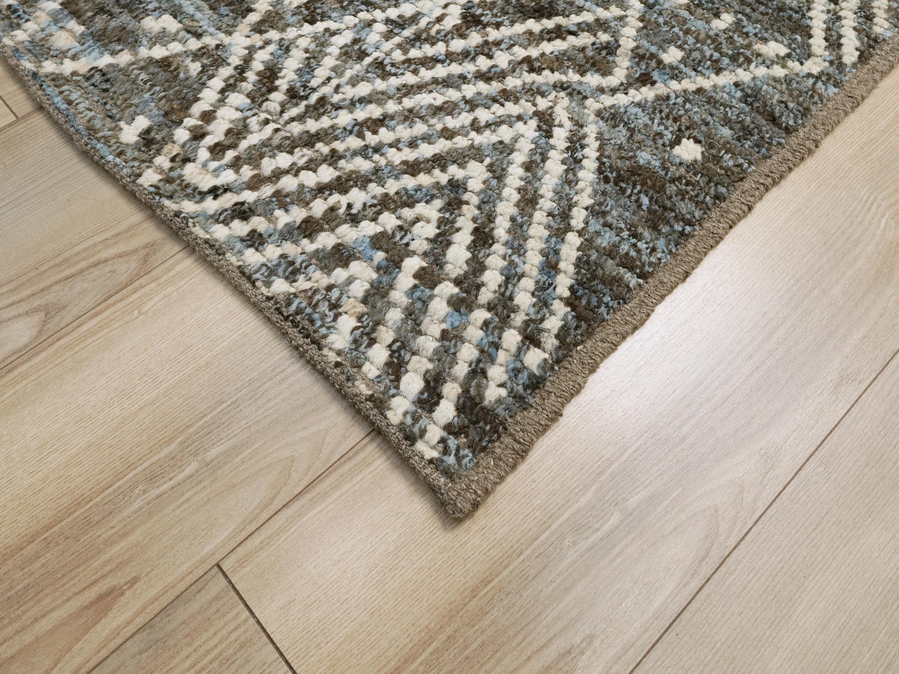 6x9 Ft Blue Moroccan Rug - Afghan Handmade Area Rug