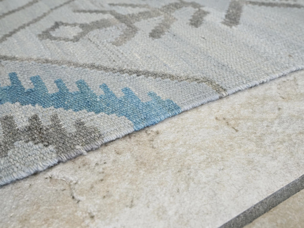 6x8 Ft Gray Kilim Rug - Handwoven Flat Weave