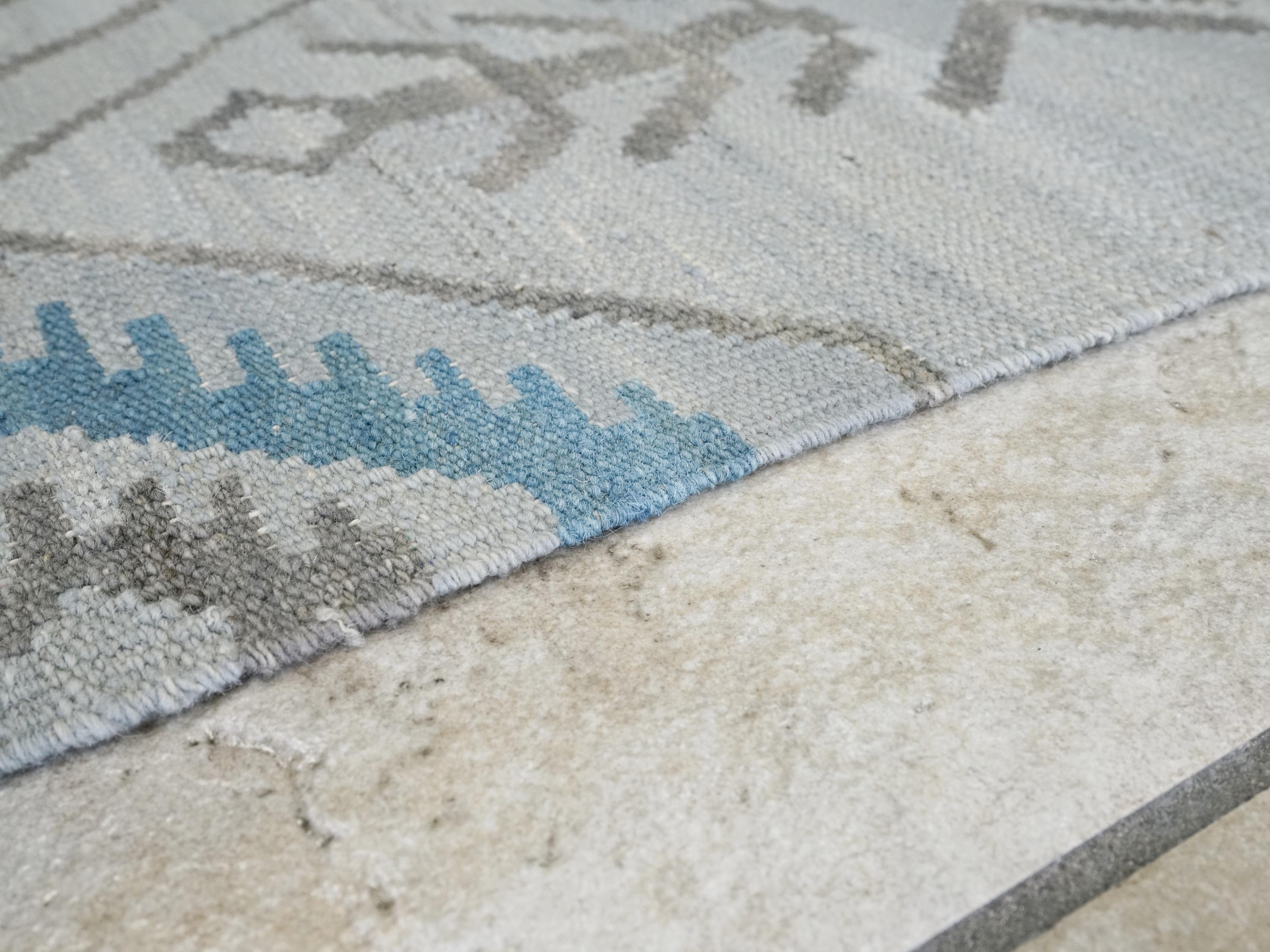 6x8 Ft Gray Kilim Rug - Handwoven Flat Weave