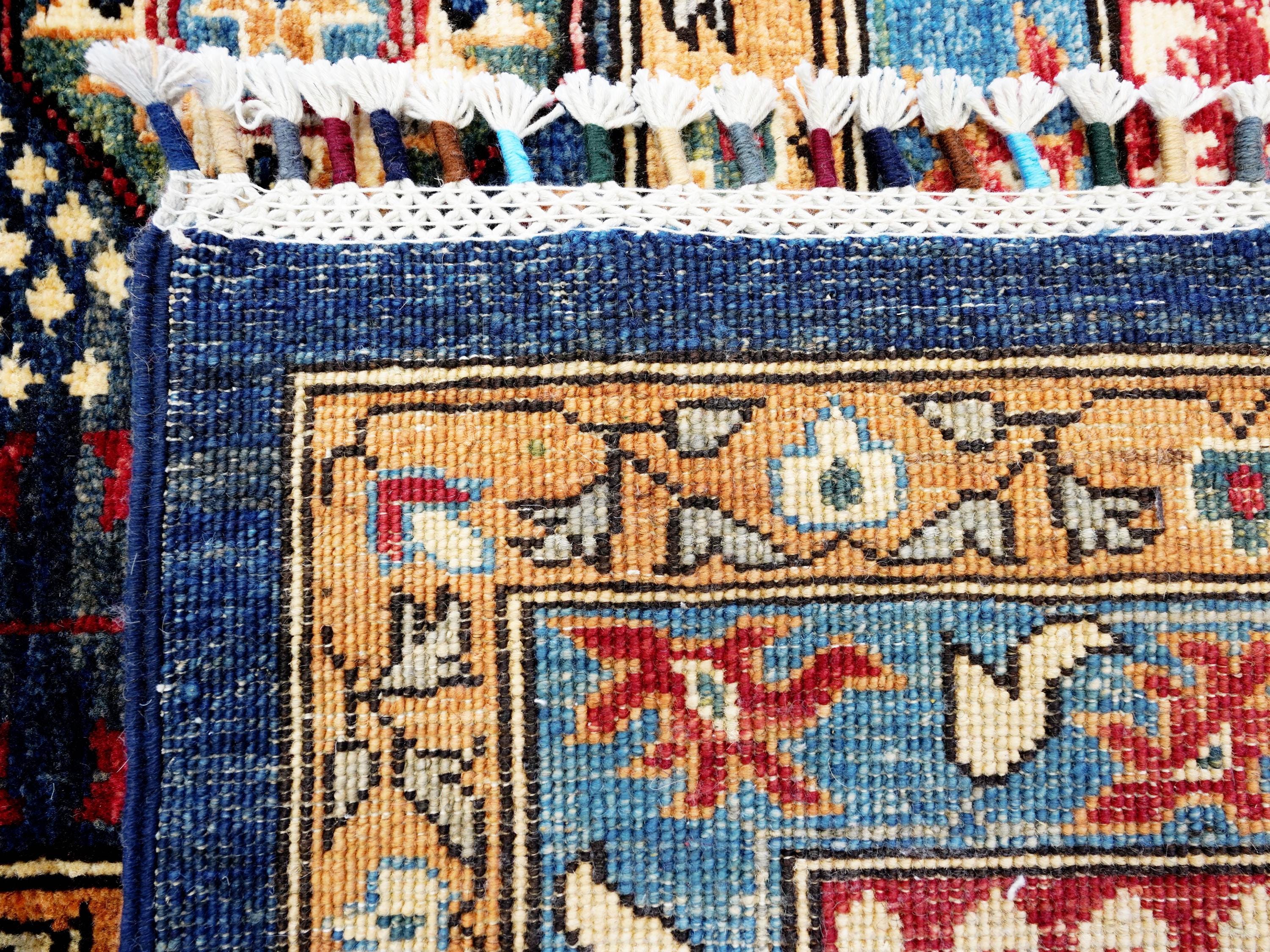12x15 Ft Red & Blue Mamluk Rug - Handmade Afghan Oriental Rug - Oversize