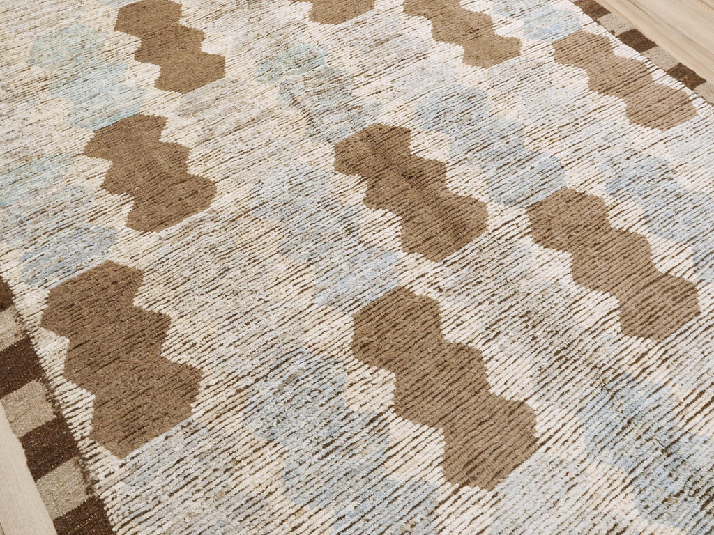6x9 Ft Blue & Brown Moroccan Rug - Hand Knotted Afghan Rug