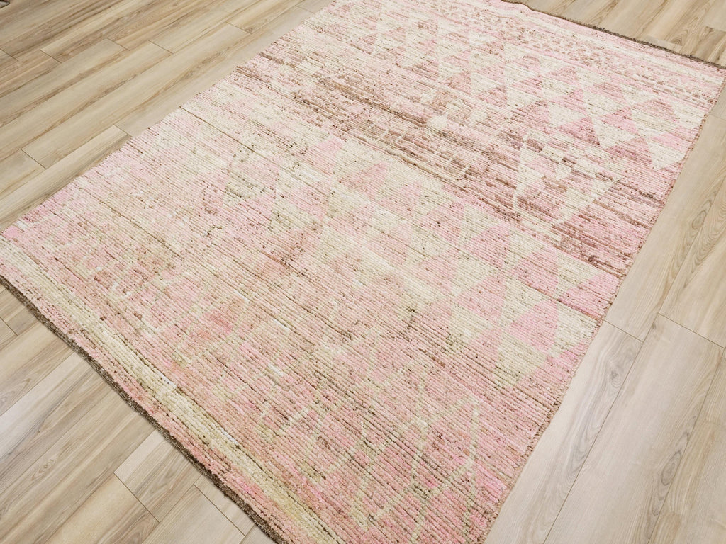 6x9 Ft Pink Moroccan Rug - Afghan Handmade Area Rug