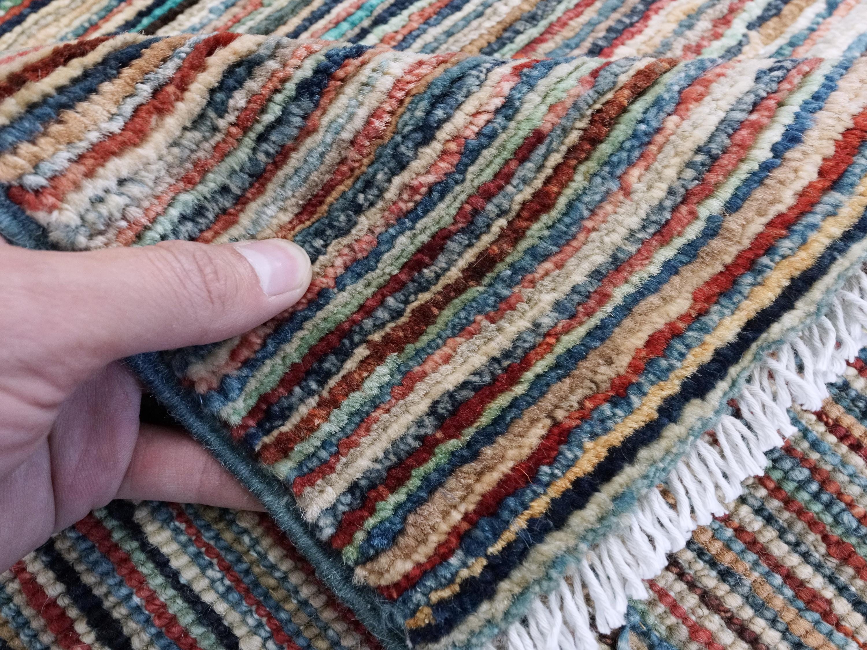 7x10 Multicolor Gabbeh Rug - Afghan Wool Area Rug - Contemporary Design