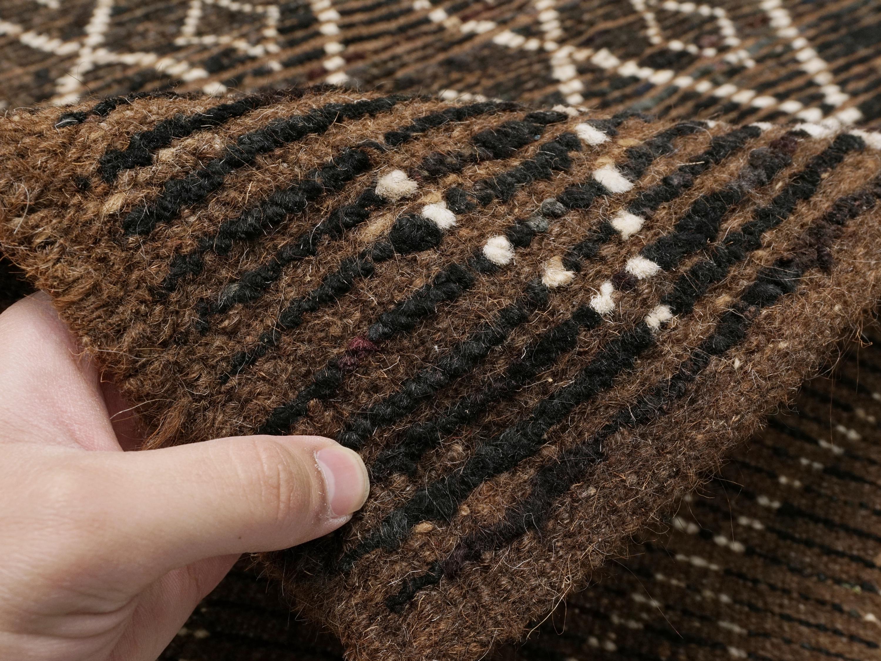 5x8 Ft Dark Brown Moroccan Rug - Hand Knotted Area Rug