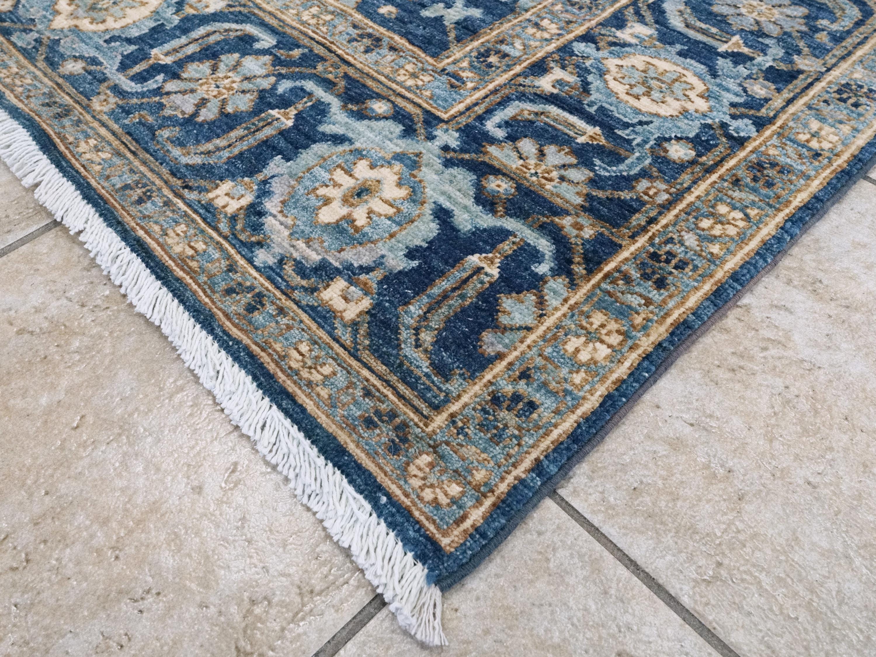6x9 FT Hand Knotted Blue Serapi Wool Rug - Oriental Area Rug