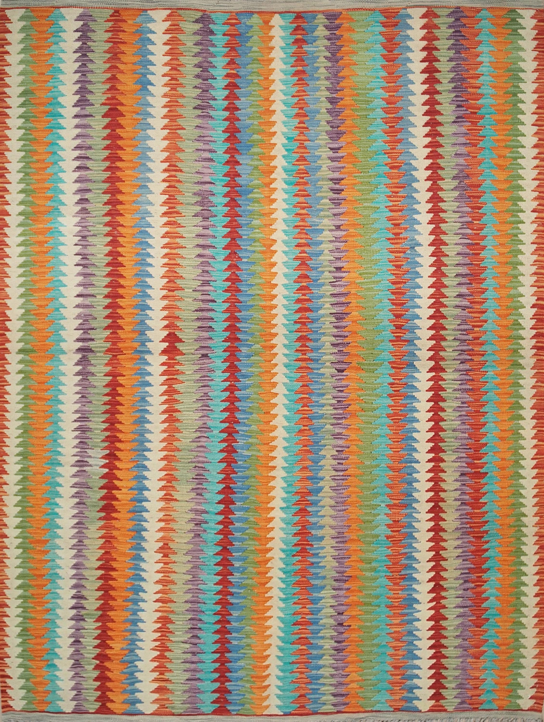 6x8 Ft Colorful Kilim Rug - Afghan Tribal Flat Weave