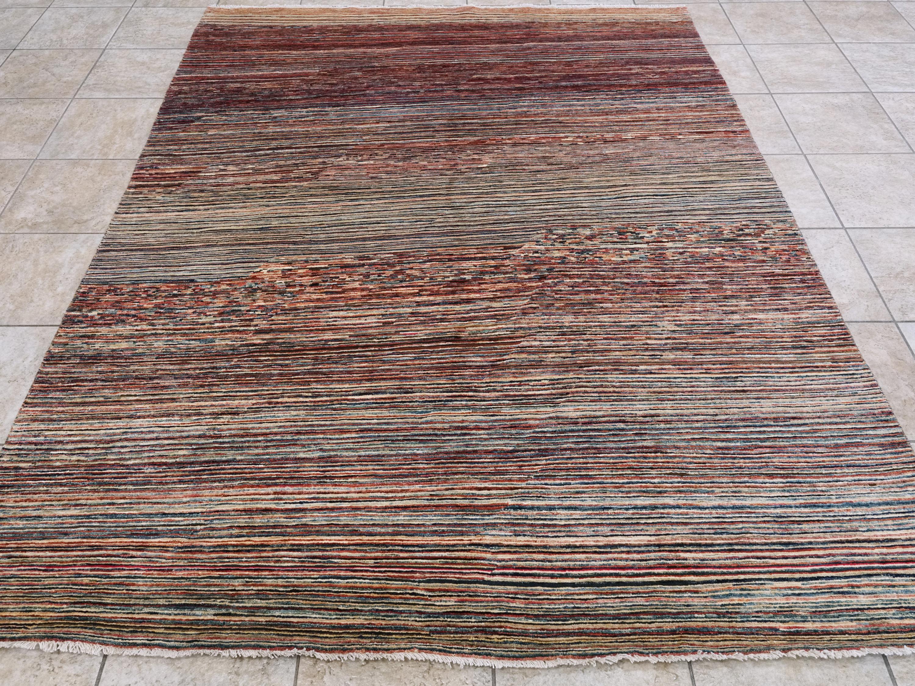6x8 Ft Colorful Handmade Gabbeh Rug - Afghan Wool Area Rug
