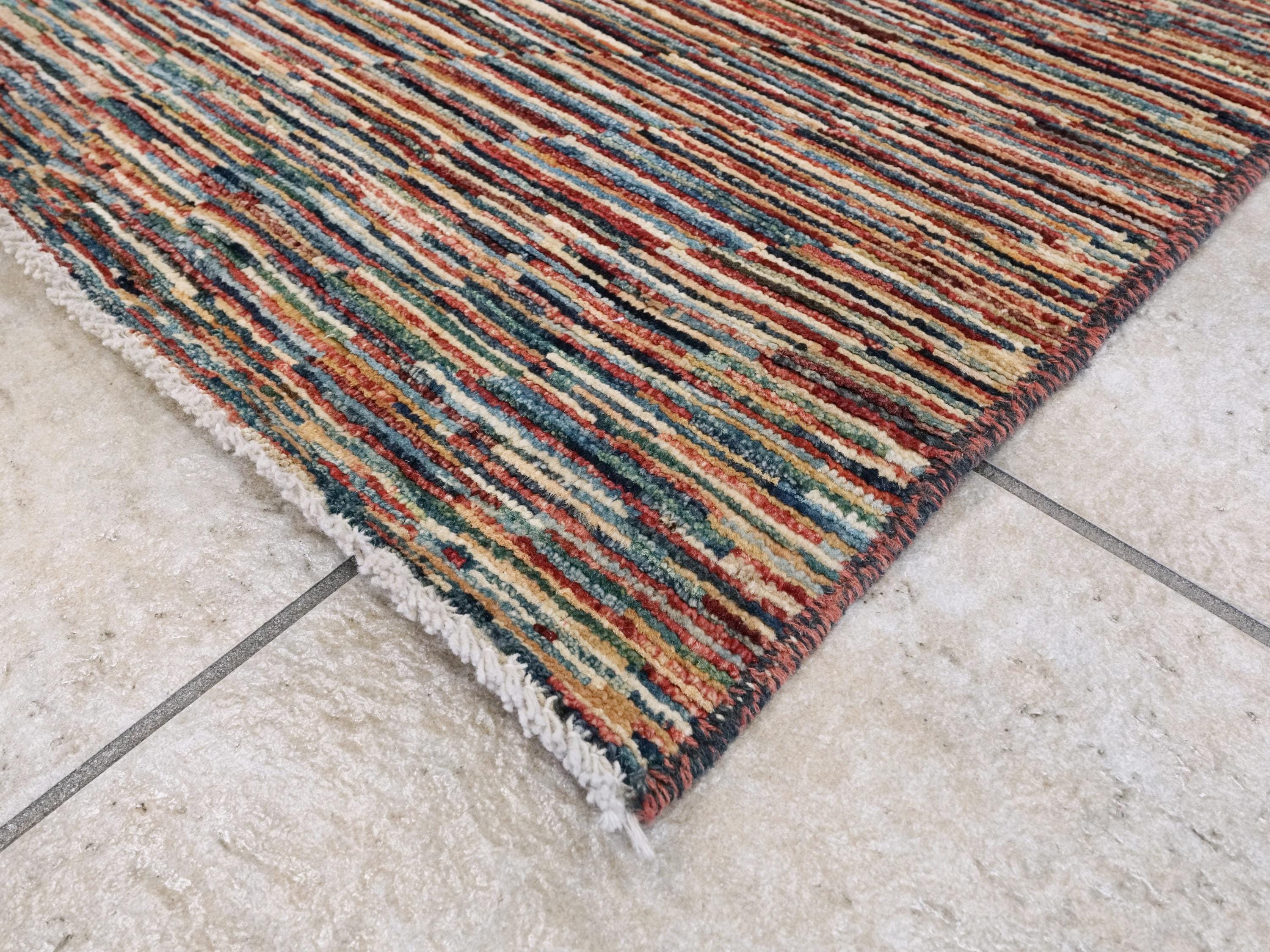 6x8 Ft Colorful Gabbeh Rug - Handmade Afghan Wool Area Rug