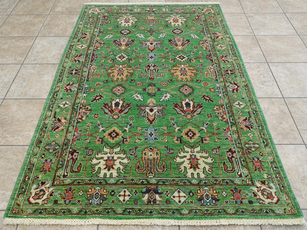 4x6 Ft Green Bidjar Rug - Hand Knotted Oriental Rug - Persian Design
