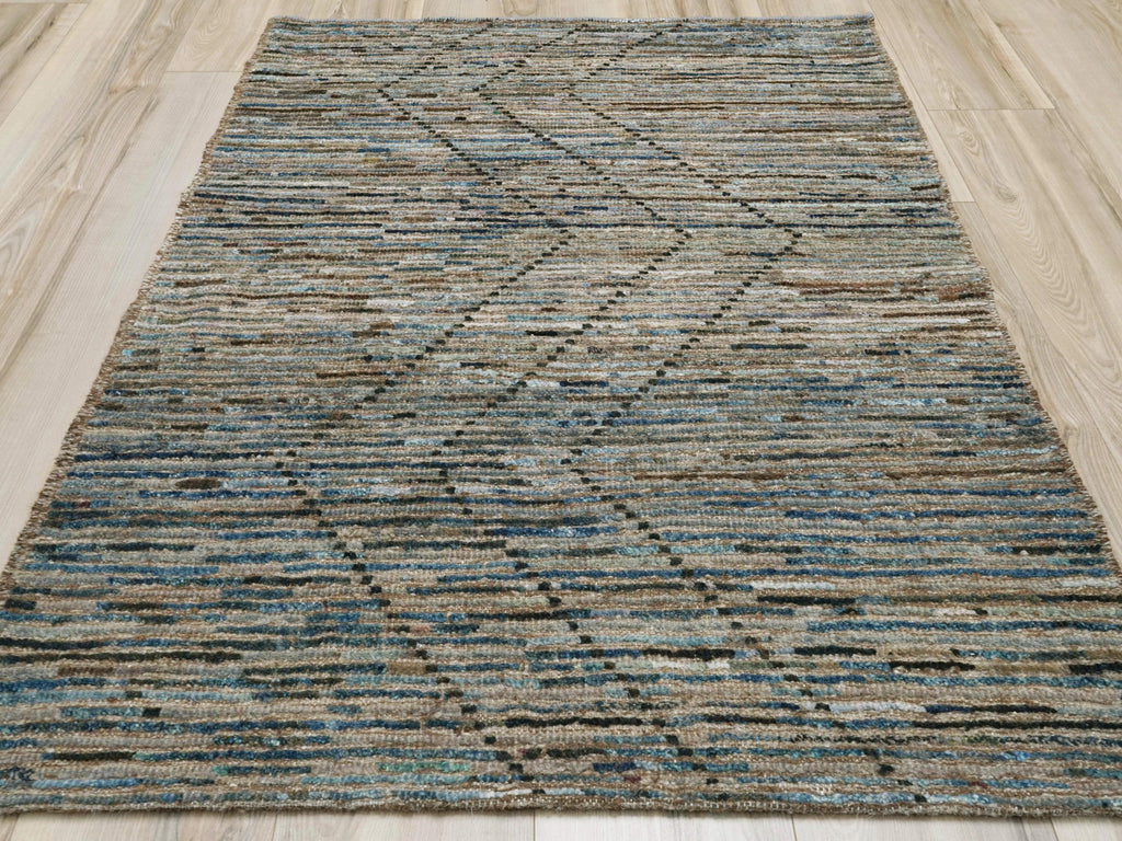 3x5 Ft Coral Blue Moroccan Rug - Afghan Wool Rug