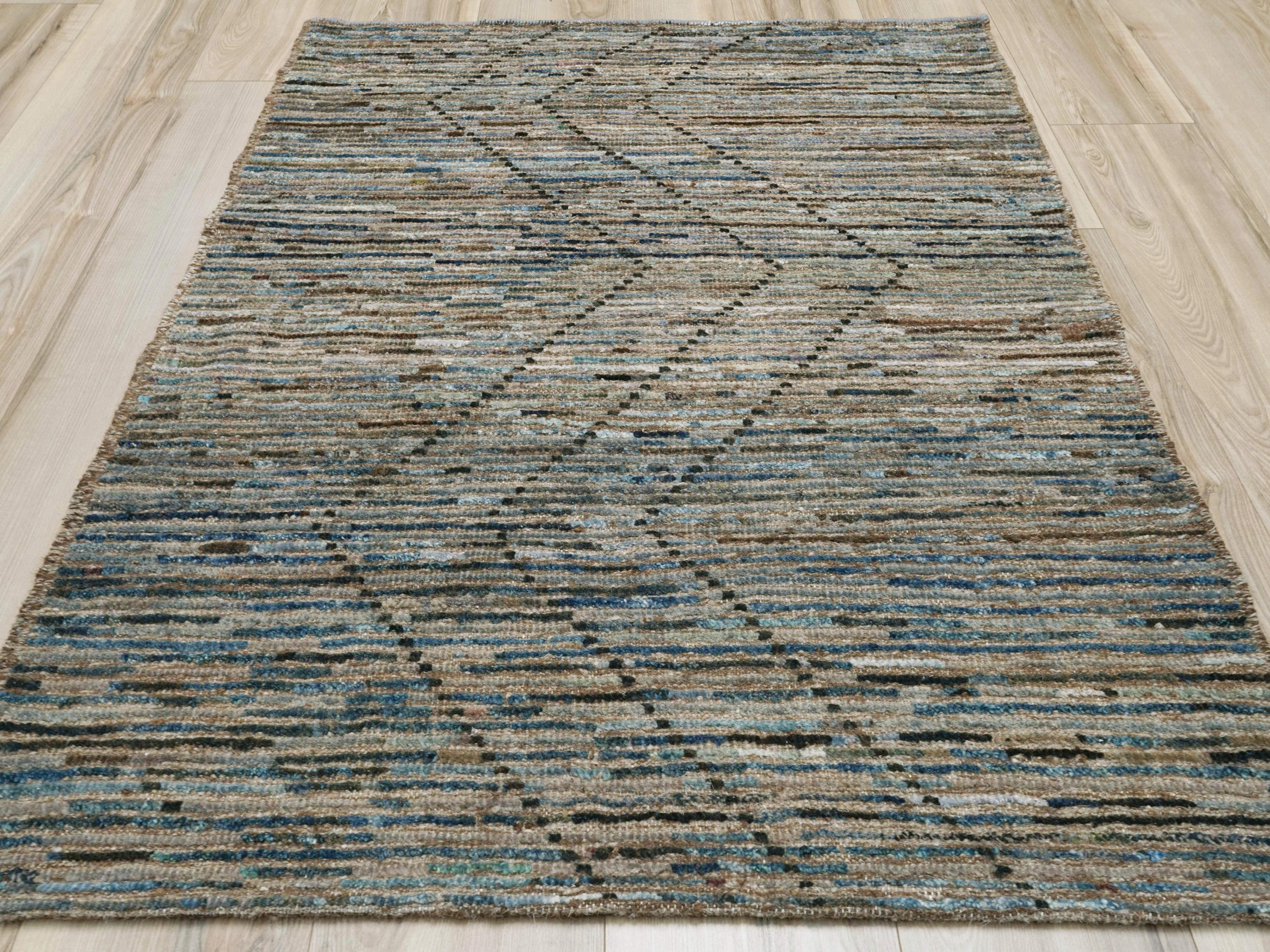 3x5 Ft Coral Blue Moroccan Rug - Afghan Wool Rug