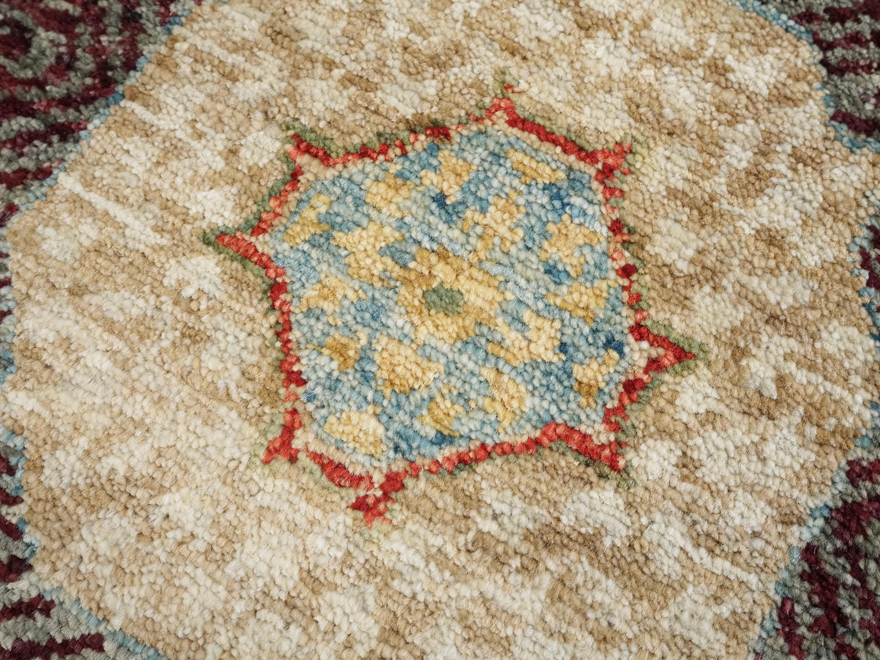 2x3 Ft Hand Knotted Wool Mamluk Rug - Light Blue Oriental Accent Rug