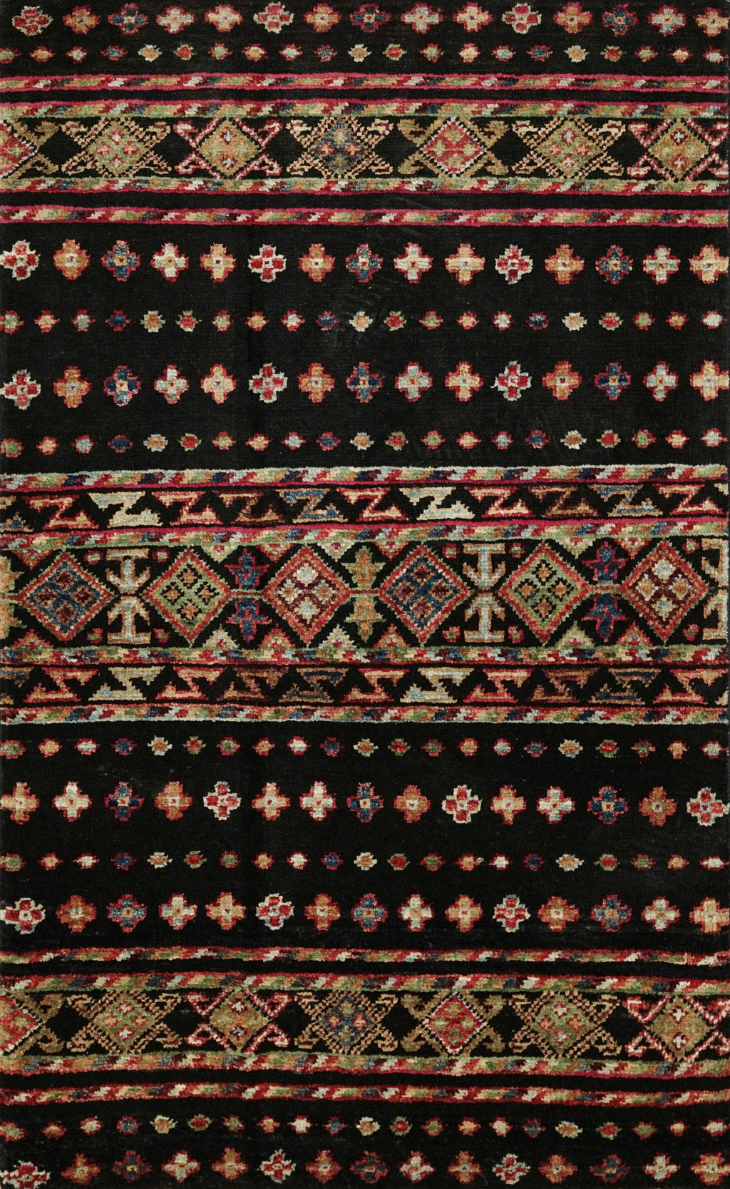 2x3 Ft Black Khorjin Rug - Afghan Handmade Area Rug