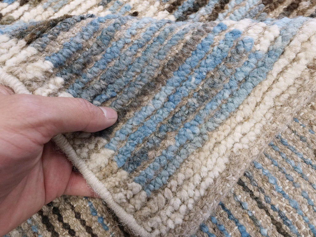 10x14 Ft Blue & Brown Moroccan Rug - Afghan Handmade Wool Rug