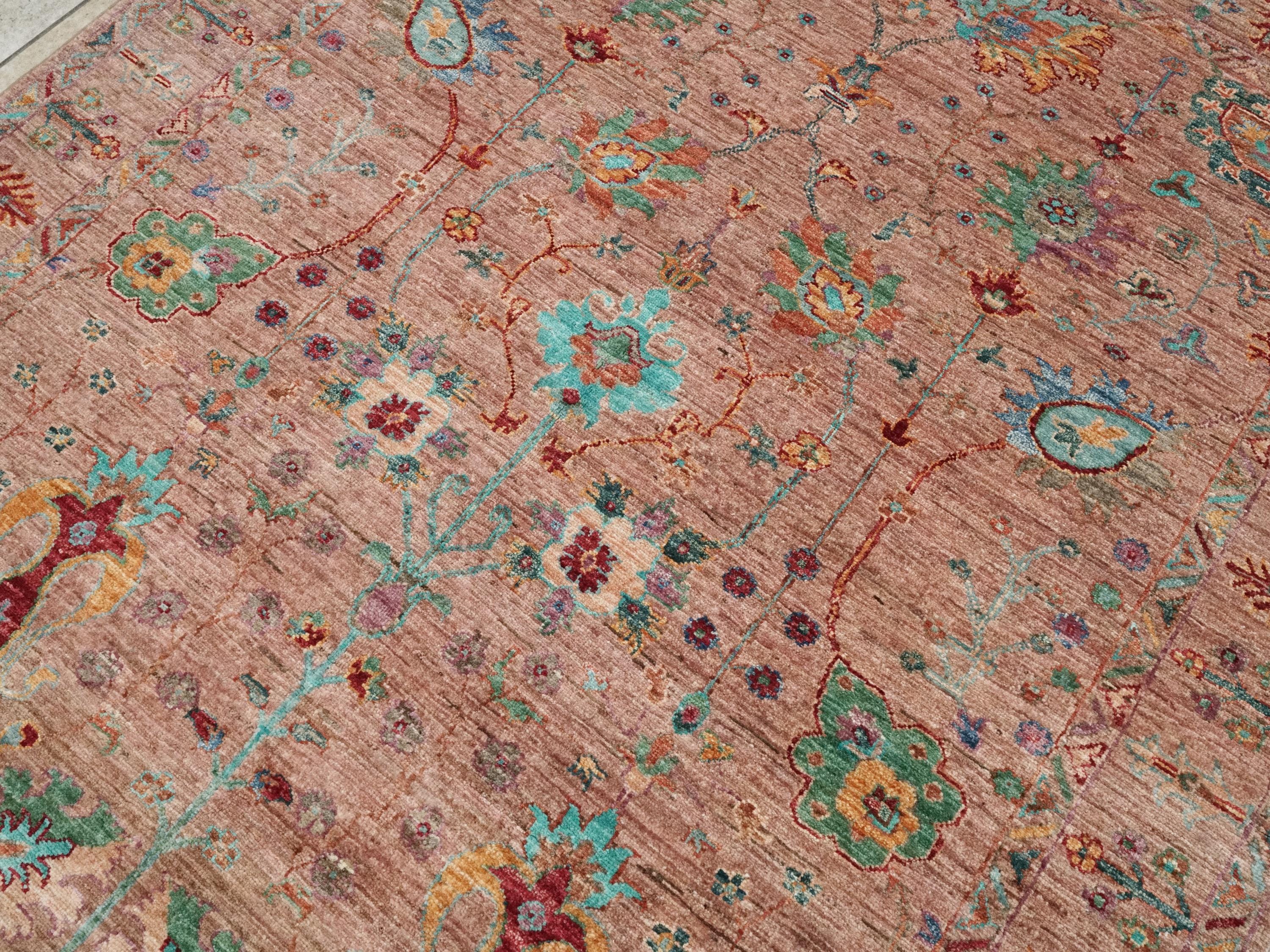 5x7 Ft Pink Serapi Rug - Hand Knotted Oriental Floral Rug