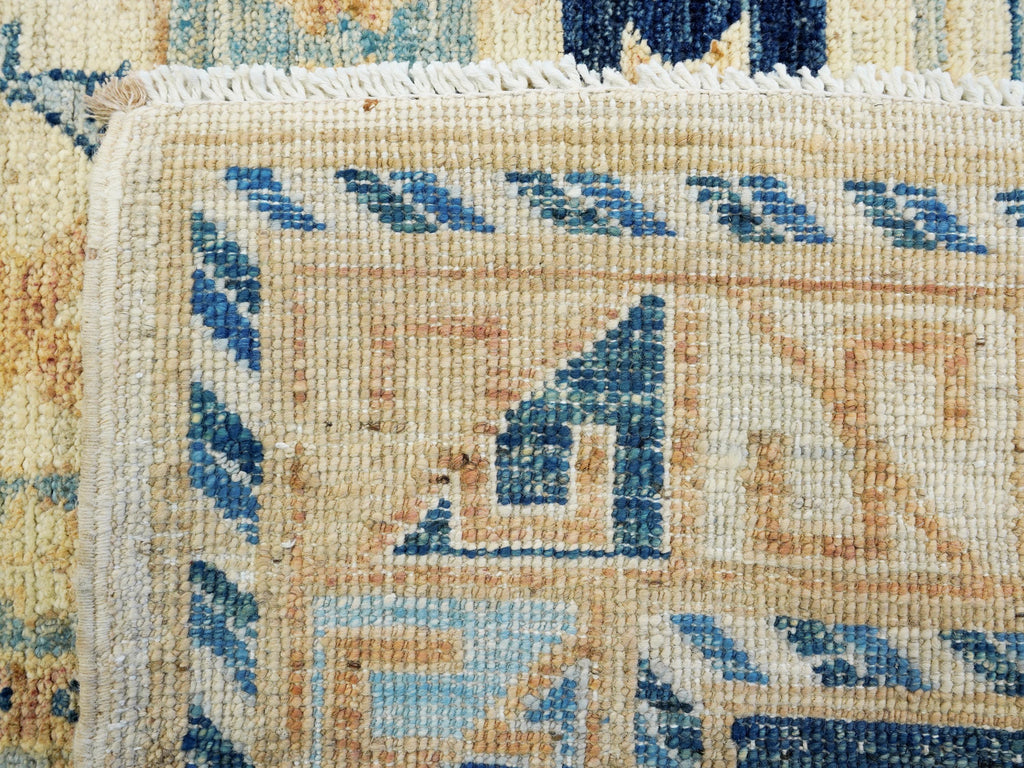 6x9 Ft Antique Heriz Rug - Beige & Blue Persian Rug