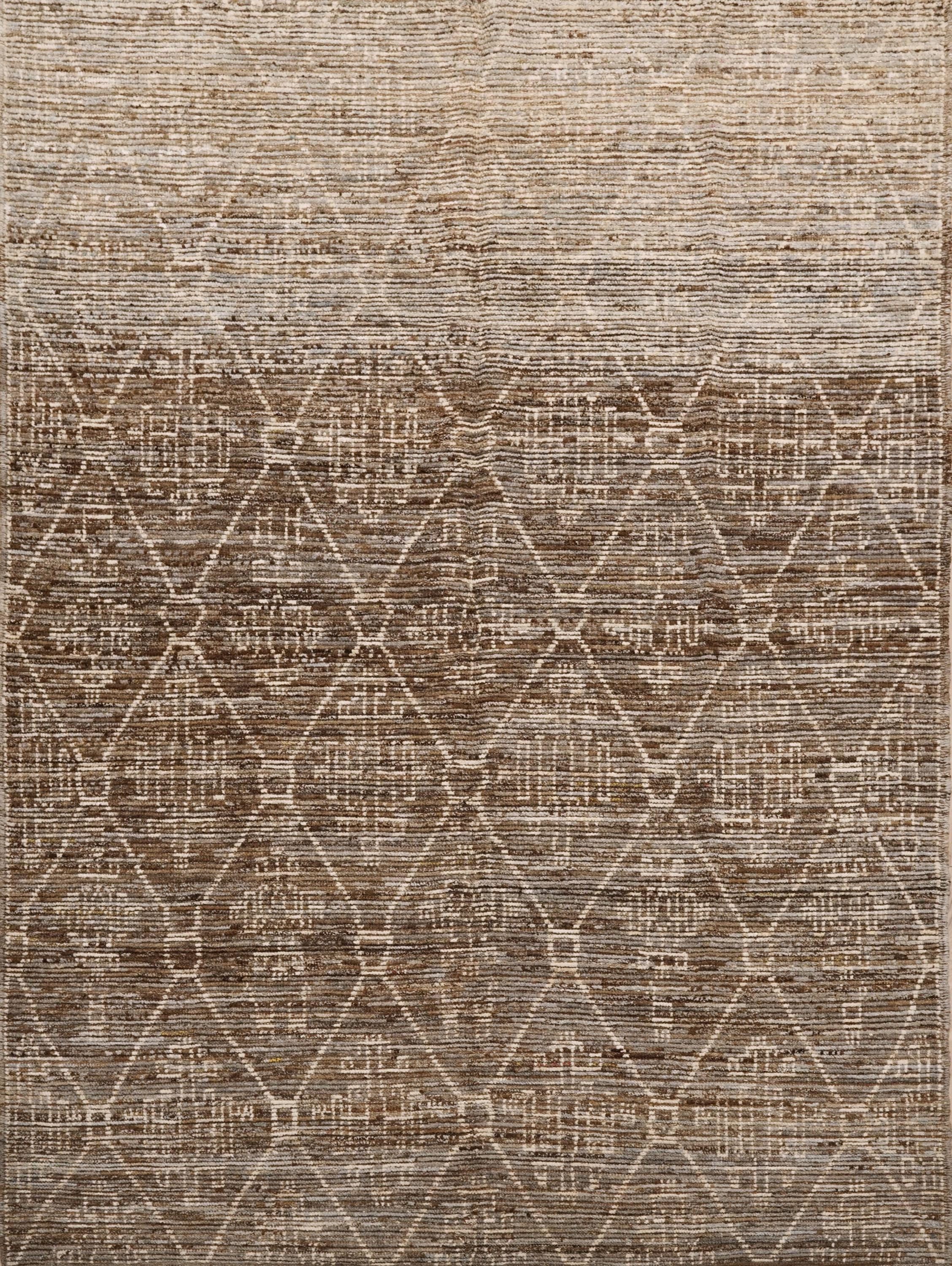 7x10 Ft Brown Moroccan Rug - Hand Knotted Area Rug