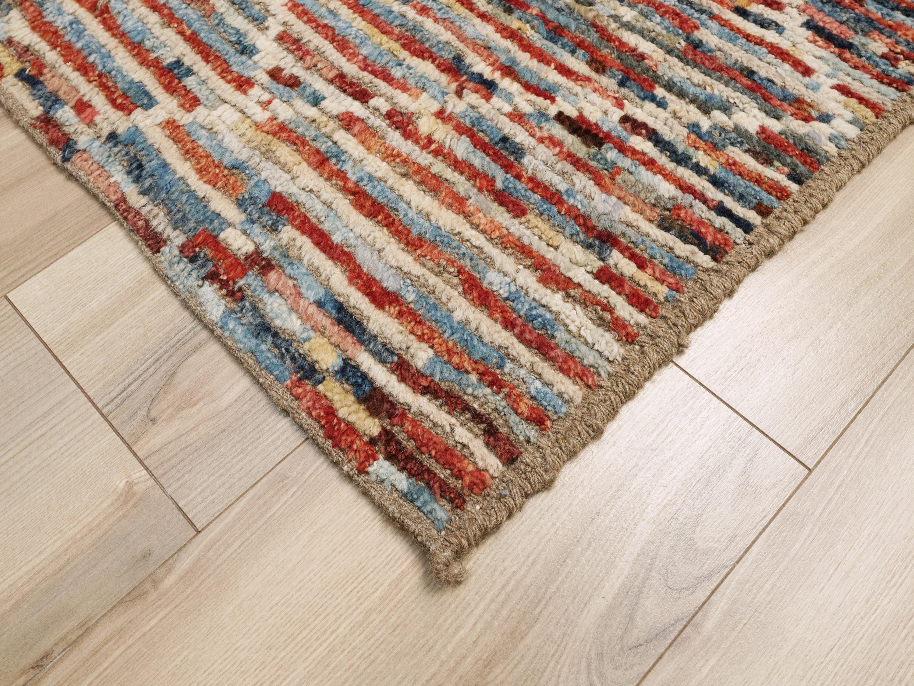 7x10 Ft Colorful Moroccan Rug - Hand Knotted Area Rug