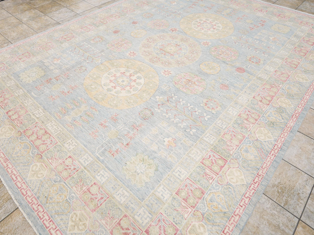 10x14 Ft Colorful Muted Ushak Rug - Hand Knotted Afghan Rug - Ottoman Design